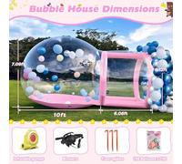 DHMYYXGS Maison à Bulles Gonflable,Dôme en PVC Transparent avec Tunnel, Maison à Bulles Gonflable avec Soufflerie,Dôme pour Enfants,Tente Gonflable Fêtes en Plein Air,Pink-3m