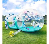 DHMYYXGS Maison à Bulles Gonflable,Dôme en PVC Transparent avec Tunnel, Maison à Bulles Gonflable avec Soufflerie,Dôme pour Enfants,Tente Gonflable Fêtes en Plein Air,Green-3m