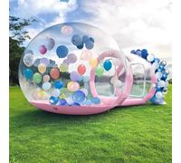 DHMYYXGS Maison Bulles Gonflable,Dôme en PVC Transparent avec Tunnel,Maison Bulles Gonflable avec Soufflerie,Pompe,Idéale Décoration Jardin Et Les Activités en Plein Air,Pink-3m