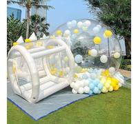 DHMYYXGS Maison Bulles Gonflable,Dôme en PVC Transparent avec Tunnel,Maison Bulles Gonflable avec Soufflerie,Pompe,Idéale Décoration Jardin Et Les Activités en Plein Air,White-3m