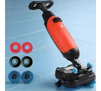 DHMYYXGS Nettoyeur Et Laveuse Sols,Autolaveuse Professionnelle Compacte, Double Brosse & Tête Rotative 360°,17" Largeur Nettoyage,pour Domicile,Bureau & Petits Espaces Commerciaux Red