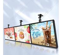 DHMYYXGS Panneau Affichage Mural Restaurant,Café Magasin,écran Menu Rétroéclairé LED Réglable en Hauteur 50 à 100 Cm, Caisson Lumineux LED Menus,avec Support Rétractable Orientable 0 à 90° 50x210cm