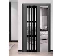 DHMYYXGS Porte Accordéon Pliante en PVC,Porte Accordéon Pliante,Portes Accordéon étanches Et Insonorisantes,avec Panneaux Et Fermetures Magnétiques,pour Placard Chambre,96X200CM(37.8X78.7IN)-Black