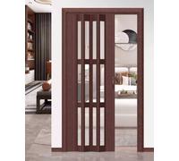 DHMYYXGS Porte Accordéon Pliante PVC,Porte Accordéon Pliante Intérieure Plastique,Porte Accordéon Pliante,pour Cloison Séparation Couloir Cuisine,Porte Douche Privative,96X200CM(37.8X78.7IN)-Brown