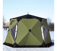 DHMYYXGS Tente De Pêche sur Glace Portable,Abri De Pêche sur Glace Isotherme Et Escamotable,Abri Thermique Portable,avec Support De Poêle,7 Fenêtres,Ancres à Glace,Toutes Saisons,Isolée D