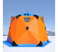 DHMYYXGS Tente De Pêche sur Glace Portable,Abri De Pêche sur Glace Isotherme Et Escamotable,Abri Thermique Portable,avec Support De Poêle,7 Fenêtres,Ancres à Glace,Toutes Saisons,Isolée B