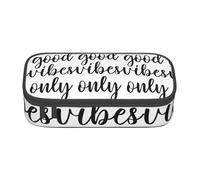 Dhnblqdp Good Vibes Only Grande trousse à crayons imprimée pour garçons et filles - Grande trousse à crayons - Organiseur de papeterie - Trousse de maquillage pour adultes - Fournitures de bureau