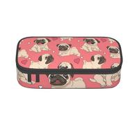 Dhnblqdp Grande trousse à crayons amusante avec imprimé chiot carlin pour garçons et filles, grande trousse à crayons, trousse à stylos, trousse de maquillage pour adultes, fournitures de bureau