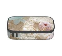 Dhnblqdp Grande trousse à crayons avec imprimé fleur bleue avec étoiles de mer sur la plage pour garçons et filles, grande trousse à crayons, trousse à stylos, trousse de maquillage pour adultes