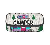 Dhnblqdp Grande trousse à crayons avec imprimé Happy Camper pour garçons et filles, grande trousse à crayons, trousse à stylos, trousse de maquillage pour adultes, fournitures de bureau