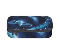 Dhnblqdp Grande trousse à crayons avec imprimé lune, étoiles et planètes pour garçons et filles, grande trousse à crayons, trousse de papeterie, trousse de maquillage pour adultes, fournitures de