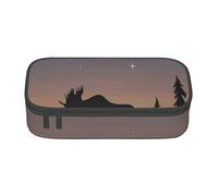 Dhnblqdp Grande trousse à crayons avec imprimé Moose Mountain Pine Tree Wilderness pour garçons et filles, grande trousse à crayons, trousse à stylos, trousse de maquillage pour adultes, fournitures