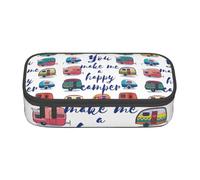 Dhnblqdp Grande trousse à crayons avec imprimé « You Make Me Happy Camper » pour garçons et filles - Grande trousse à crayons - Trousse de maquillage pour adultes - Fournitures de bureau