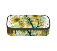 Dhnblqdp Grande trousse à crayons avec motif arbre floral avec marguerites, tournesols et papillons pour garçons et filles, grande trousse à crayons, trousse de maquillage, trousse de maquillage pour