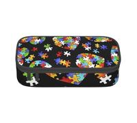 Dhnblqdp Grande trousse à crayons pour la sensibilisation à l'autisme - Motif cœur - Pour garçons et filles - Grande trousse à crayons - Organiseur de papeterie - Trousse de maquillage pour adultes