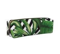 Dhnblqdp Trousse à crayons en cuir avec imprimé feuilles tropicales pour étudiants, bureau, collège, doré, doré, Taille unique, Organiseur de sac