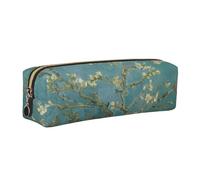 Dhnblqdp Trousse à crayons en cuir avec imprimé fleurs d'amandier, trousse à stylos, papeterie, sac de rangement pour étudiant, bureau, collège, école (doré), doré, Taille unique, Organiseur de sac