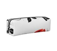Dhnblqdp Trousse à crayons en cuir avec imprimé floral rose lierre avec feuilles printanières pour étudiants, bureau, collège, école primaire, doré, Argenté., Taille unique, Organiseur de sac