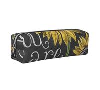 Dhnblqdp Trousse à crayons en cuir avec imprimé tournesol « You are My Sunshine » - Pochette de rangement pour étudiants, bureau, collège - Doré, Argenté., Taille unique, Organiseur de sac