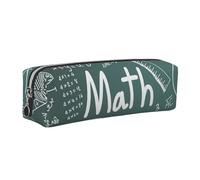 Dhnblqdp Trousse à crayons en cuir avec inscription « Formulas Shapes Theory Math Leçon » - Pochette à crayons - Organiseur de papeterie - Pour étudiant, bureau, collège, collège - Doré, Argenté