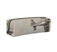 Dhnblqdp Trousse à crayons en cuir imprimé avion de la Seconde Guerre mondiale - Pochette à stylos - Sac de rangement pour étudiants, bureau, collège, école - Doré, doré, Taille unique, Organiseur de