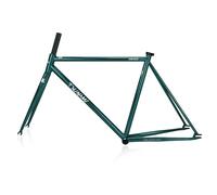 DHNCBGFZ Cadre De Vélo À Pignon Fixe 700C 50/52/55 Cm en Acier CR-Mo Freins C Axe Traversant QR 100/120 Mm Boîtier De Pédalier BSA 68 Mm(Green,50CM)