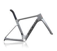 DHNCBGFZ Cadre De Vélo De Route 44/47/50/53/56 Cm en Fibre De Carbone 700C avec Freins À Disque Axe Traversant Coupe-Vent Fourche en Carbone Routage Interne(Grigio,53cm)