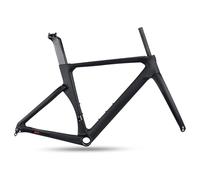 DHNCBGFZ Cadre De Vélo De Route 700C 46 Cm/48 Cm/50 Cm/52 Cm/54 Cm en Alliage D'aluminium avec Freins À Disque Et Fourche en Fibre De Carbone Axe Traversant F12 X 100 Mm R12 X 142 Mm(Schwarz,50cm)