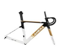 DHNCBGFZ Cadre De Vélo De Route 700C 47/51/54/56/58 Cm Cadre De Course en Carbone Freins À Disque Axe Traversant F12 X 100 Mm R12 X 142 Mm Fourche Guidon en Fibre De Carbone(Desert Yellow White,56CM)