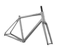 DHNCBGFZ Cadre De Vélo Route 700C Cadre De Vélo Gravel 45/48/51/54 Cm Cadre en Alliage D'aluminium Freins À Disque Et Fourche en Fibre Carbone Axe Traversant 100/142 Mm(Silver,45CM)