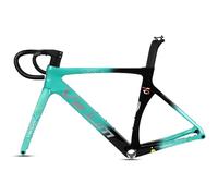 DHNCBGFZ Cadre De Vélo Route en Carbone 700C Freins À Disque 45/47/49/52/54 Cm Axe Traversant 12 X 100 Mm/12 X 142 Mm Cadre De Course Anti-Vent Acheminement Interne avec Guidon(Green Black,54cm)