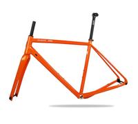 DHNCBGFZ Cadre De Vélo Route Gravel 700C Cadre en Alliage D'aluminium 44 Cm/47 Cm/50 Cm/53 Cm/56 Cm Freins À Disque Axe Traversant 100 Mm/142 Mm Fourche en Carbone(Orange,47cm)