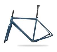 DHNCBGFZ Cadre De Vélo Route Gravel 700C Cadre en Alliage D'aluminium 44 Cm/47 Cm/50 Cm/53 Cm/56 Cm Freins À Disque Axe Traversant 100 Mm/142 Mm Fourche en Carbone(Grey Blue,53cm)