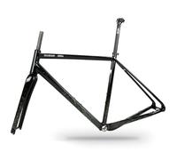 DHNCBGFZ Cadre De Vélo Route Gravel 700C Cadre en Alliage D'aluminium 44 Cm/47 Cm/50 Cm/53 Cm/56 Cm Freins À Disque Axe Traversant 100 Mm/142 Mm Fourche en Carbone(Black Green,47cm)