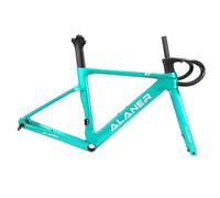 DHNCBGFZ Cadre De Vélo Route Gravel en Fibre Carbone 700C 47/51/54/56/58 Cm Freins À Disque 12 X 100 Mm/12 X 142 Mm Acheminement Interne du Câble BB86 Mm(Teal,47CM)