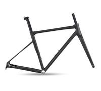 DHNCBGFZ Cadre De VéloRoute 700C 41/45/48/51/54 Cm Cadre en Alliage D'aluminium Freins À Disque Axe Traversant 12 X 142 Mm Fourche en Fibre Carbone Routage Interne BSA68(Schwarz,41CM)