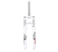 DHNCBGFZ Fourche À Suspension À Ressort pour VTT 26/27.5/29'' 100mm Voyage 1-1/8 Fourche Avant À Tube Droit Frein À Disque QR 9mm Verrouillage Manuel(White Red,26")