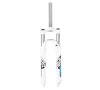 DHNCBGFZ Fourche À Suspension À Ressort pour VTT 26/27.5/29'' 100mm Voyage 1-1/8 Fourche Avant À Tube Droit Frein À Disque QR 9mm Verrouillage Manuel(White Blue,26")