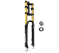 DHNCBGFZ Fourche À Suspension Pneumatique DH 26/27,5/29 Pouces Débattement 160 Mm Fourche VTT Fourche Droite 1-1/8" Frein À Disque Verrouillage Manuel QR 9 Mm(Gold Damping,27.5in)