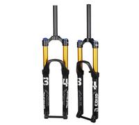 DHNCBGFZ Fourche À Suspension Pneumatique VTT 26/27,5/29 Pouces Débattement 140 Mm Pivot Droit/Conique 1-1/8" Réglage du Rebond Axe Traversant Boost 15x110 Mm Blocage Manuel(Black Gold Straight,29er)