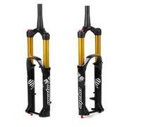 DHNCBGFZ Fourche À Suspension Pneumatique VTT 27,5"/29" Axe Traversant 110 X 15 Mm Rebond Réglable Blocage Manuel Frein À Disque 1-1/2" Fourche Avant Débattement 160/180 Mm(Gold,27.5in)