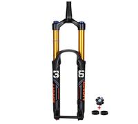 DHNCBGFZ Fourche Avant VTT 26/27,5/29 Pouces Axe Traversant 110 X 15 Mm Suspension Pneumatique Boost Descente Débattement 175 Mm 1-1/8'' Droite/Conique Rebond Réglable.(Gold Tapered,26in)