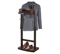 DHNCBGFZ Valet De Chambre Valets De Nuit Avec Tiroirs Sur Pied Cintre Pour Costumes En Bois Massif Valet De Nuit Multifonctionnel Pour Pantalons Et Compartiment De Rangement(Brown)