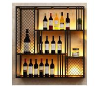 DHNDSDP Casier à Bouteilles avec Éclairage LED par L'arrière Structure Métallique Conception Murale à Trois Niveaux Gamme de Range Bouteille Commerciales H120 Cm (47,2")(Black)