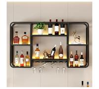 DHNDSDP Casier à Bouteilles Mural avec Éclairage LED Structure Métallique aux Angles Arrondis Étagères Rangement Deux Niveaux Solution Range Bouteille Domestiques H70 Cm (27,6")(Black,47.2x5.9x27.6)