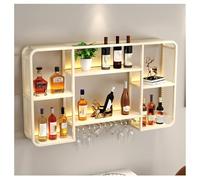 DHNDSDP Casier à Bouteilles Mural avec Éclairage LED Structure Métallique aux Angles Arrondis Étagères Rangement Deux Niveaux Solution Range Bouteille Domestiques H70 Cm (27,6")(White,47.2x5.9x27.6)