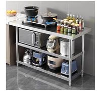 DHNDSDP Établi Acier Inoxydable Table Préparation Cuisine Trois Niveaux Étagère Rangement Ouverte Commerciale Et Domestique(39.4 * 15.7 * 31.5in)