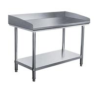 DHNDSDP Établi en Acier Table INOX avec Dosserets sur Trois Côtés Tables de Travail Cuisine Pieds Réglables Renfort Triangulaire Construction Épaissie Fabrication Soignée Capacité Charge Élevée