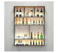 DHNDSDP Présentoir à Casier à Bouteilles avec LED de Style Industriel en Métal et Bois Range Bouteille Commercial à 4 Couches avec Glissière de Sécurité H120cm (47,2")