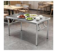 DHNDSDP Table de Travail Pliables Tables INOX à Manger Rectangulaire H75 Cm Renfort Transversal Pieds Réglables Plateau Épais Conception Double Ressort Capacité Charge Élevée